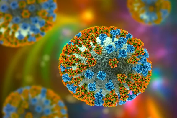 Influensavirus H3N2 Illustration Som Visar Ytglykoprotein Spikar Hemagglutinin Och Neuraminidas — Stockfoto