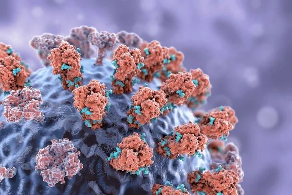 Virus Influenza Ilustración Que Muestra Picos Glucoproteína Superficial Hemaglutinina Neuraminidasa — Foto de Stock