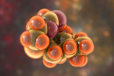 Imipenem antibiyotik molekülü, 3 boyutlu illüstrasyon. Çok sayıda ilaca dirençli Gram negatif bakterinin ürettiği beta-laktaz enzimlerine karşı geniş spektrumlu antibiyotik.