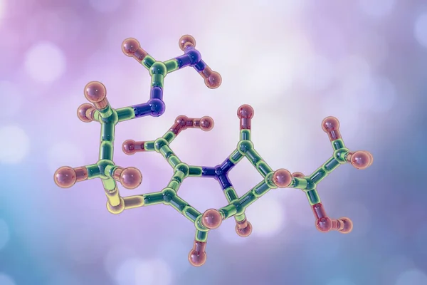 免疫系の抗生物質分子 3Dイラスト 多くの多剤耐性グラム陰性菌によって産生される ラクタマーゼ酵素に対して耐性のある ラクタム広いスペクトル抗生物質に違反する — ストック写真