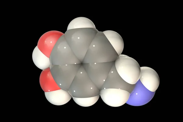 Молекула Дофамина Иллюстрация Молекула Нейромодуляции Нейромедиатор Является Ключевой Частью Нейрофизиологии — стоковое фото