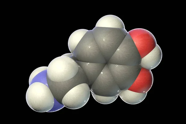 Молекула Дофамина Иллюстрация Молекула Нейромодуляции Нейромедиатор Является Ключевой Частью Нейрофизиологии — стоковое фото