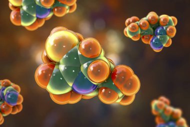 Imipenem antibiyotik molekülü, 3 boyutlu illüstrasyon. Çok sayıda ilaca dirençli Gram negatif bakterinin ürettiği beta-laktaz enzimlerine karşı geniş spektrumlu antibiyotik.