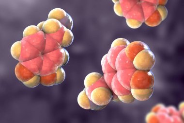 Dopamin molekülü, 3 boyutlu illüstrasyon. Nöromodülasyon molekülü, nörotransmiter, beyin nörofizyolojisinin anahtar bir parçasıdır.