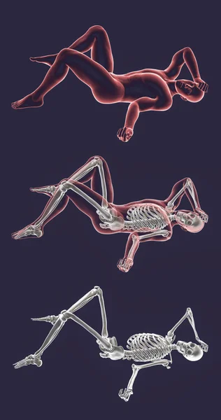 Emberi Test Rossz Érzéssel Illusztráció Testek Kiemelt Csontvázzal Izolált Emberi — Stock Fotó