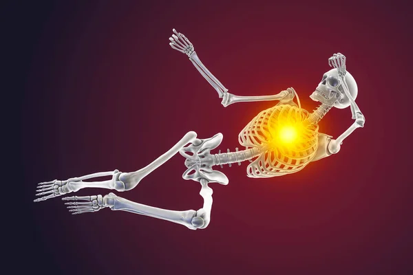 Ανθρώπινος Σκελετός Μια Κακή Αίσθηση Αναισθησίας Εννοιολογική Τρισδιάστατη Απεικόνιση Έννοια — Φωτογραφία Αρχείου