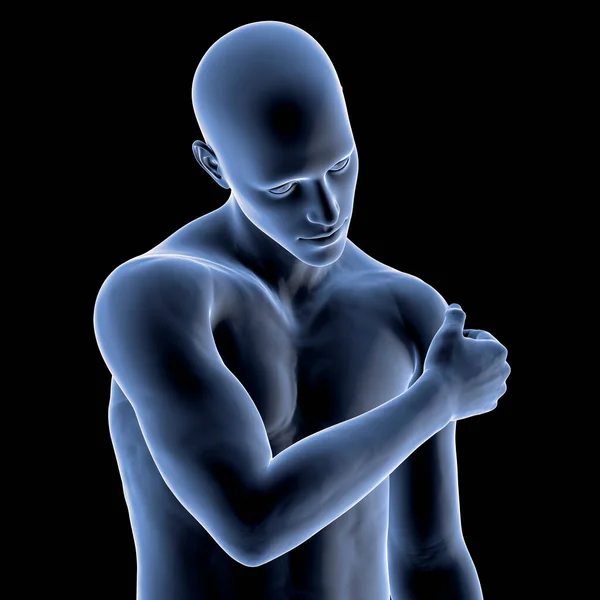 Shoulder Pain Conceptual Illustration Human Body Painful Shoulder Position — Stock Photo, Image