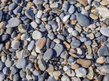 Deniz taşları, küçük renkli çakıl taşları arka plan, yakın görüş
