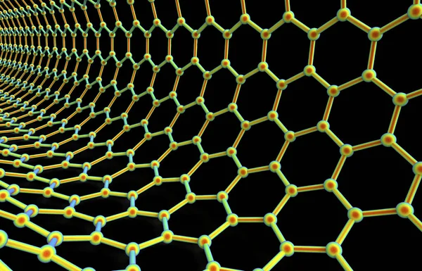 Nanotubo Carbonio Illustrazione Che Mostra Struttura Esagonale Del Carbonio Nanotubo — Foto Stock