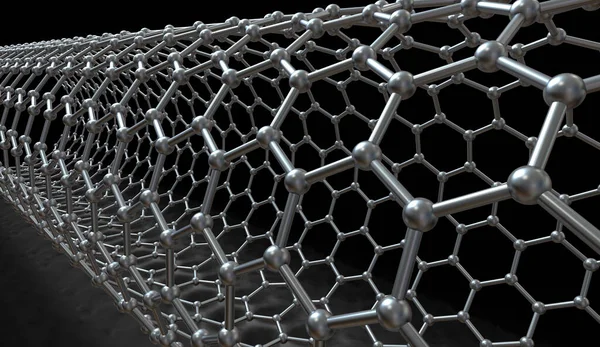 Nanotubo Carbono Ilustração Mostrando Estrutura Hexagonal Carbono Nanotubo Também Conhecido — Fotografia de Stock