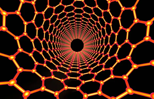 Вуглецева Нанотрубка Ілюстрація Показує Гексагональну Структуру Вуглецю Нанотрубки Також Відому — стокове фото