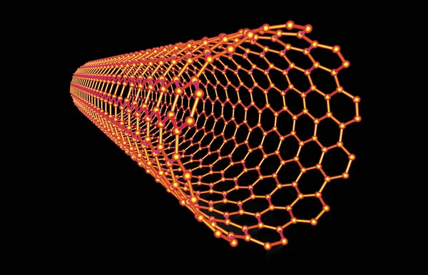 Szén Nanocső Illusztráció Amely Nanocső Hatszögletű Szénszerkezetét Ábrázolja Más Néven — Stock Fotó