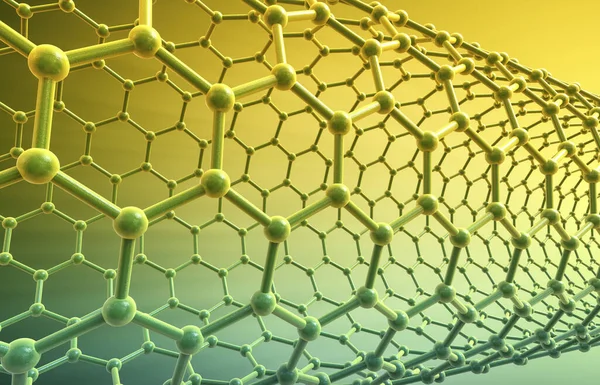 Szén Nanocső Illusztráció Amely Nanocső Hatszögletű Szénszerkezetét Ábrázolja Más Néven — Stock Fotó