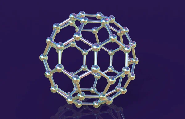 Buckyball Vagy Buckminsterfullerene Molekula Illusztráció Fullerén Molekula Szerkezetileg Különálló Szénforma — Stock Fotó