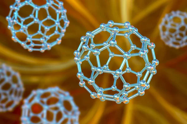 Buckyball Buckminsterfullerene Molécula Ilustração Uma Molécula Fulereno Uma Forma Estruturalmente — Fotografia de Stock