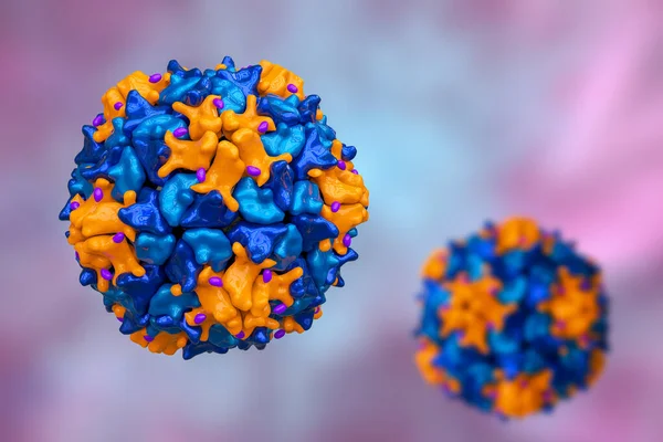 ポリオの原因となるPicornaviridaeファミリーのRnaウイルスであるポリオウイルス 3Dイラスト — ストック写真