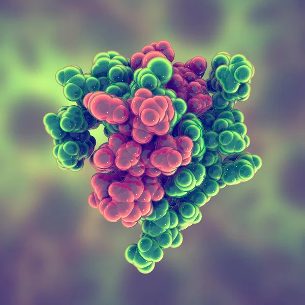 Humán Inzulin Hormon Molekula Űrben Töltött Modell Illusztráció Kábítószer Cukorbetegség — Stock Fotó