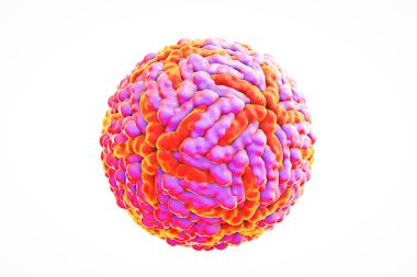 Zika virüsü beyaz arka planda izole edildi, 3 boyutlu resimleme. Brezilya ve diğer tropikal ülkelerde Zika ateşine neden olan bir virüs
