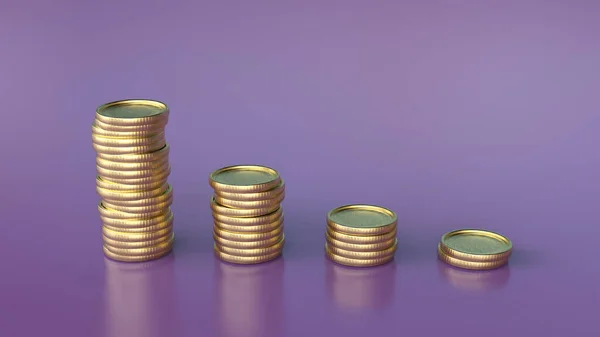 Золоті Монети Зменшуються Кількості Концепція Зниження Схильності Ілюстрація Фінансова Криза — стокове фото