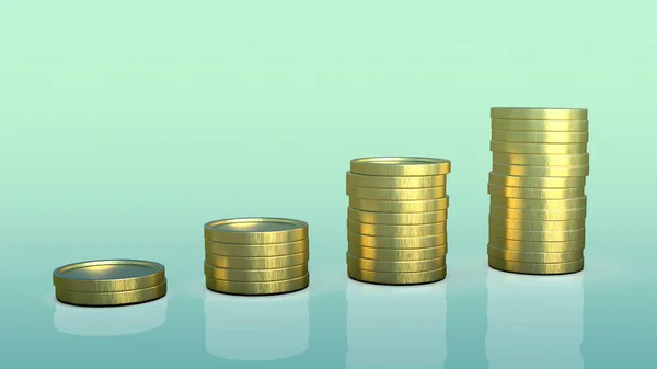 Goldene Münzstapel Zunehmender Zahl Illustration Finanzwachstum Tendenz Steigend Existenzgründungskonzept — Stockfoto