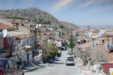 Traditional Turkish ottoman houses in Afyonkarahisar old town, Afyon, Turkey. Afyonkarahisar cityscape