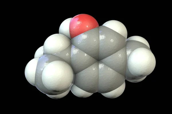 Молекула Тимола Иллюстрация Натуральное Органическое Соединение Найденное Тимьяновом Масле Обладает — стоковое фото