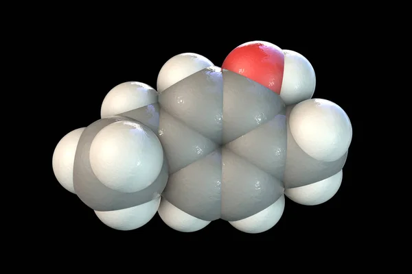 Molécule Carvacrol Illustration Composé Organique Naturel Présent Dans Huile Thym — Photo