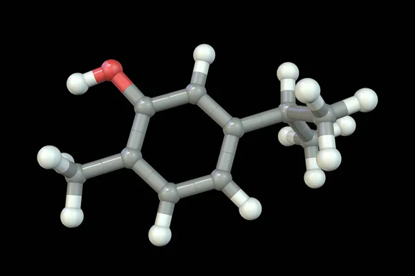 Karvakrol Molekula Illusztráció Természetben Előforduló Szerves Vegyület Található Kakukkfű Oregánó — Stock Fotó