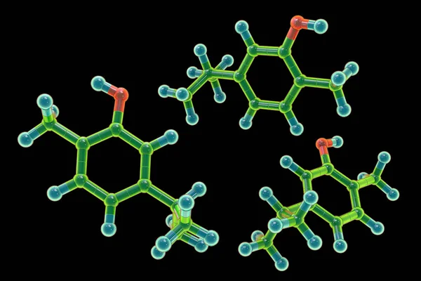 Carvacrol Molekyle Illustration Naturligt Forekommende Organisk Forbindelse Findes Timian Oregano - Stock-foto