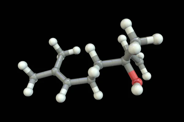 リンアルコール分子 3Dイラスト 天然に存在する有機化合物は お茶の木 コリアンダー シンボポーン 甘いオレンジ ラベンダーなどの植物の精油に含まれ 防腐性を持っています — ストック写真