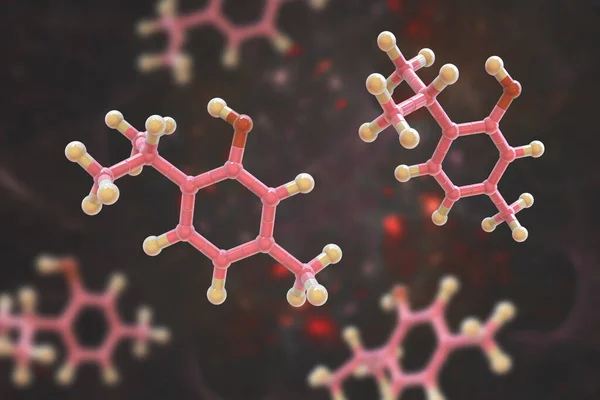 Molécula Thymol Ilustración Compuesto Orgánico Natural Que Encuentra Aceite Tomillo — Foto de Stock