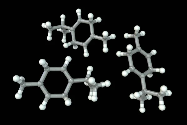 Gamma Terpinen Molekülü Boyutlu Illüstrasyon Doğal Olarak Kireç Mandalina Marjoram — Stok fotoğraf