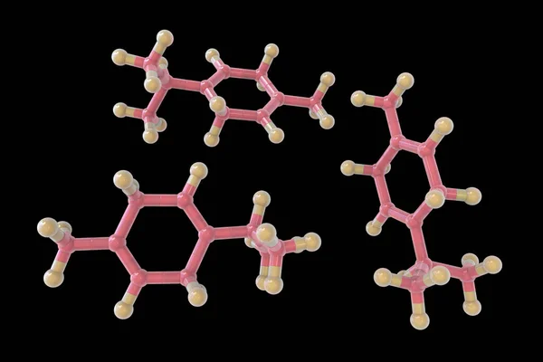 ガンマ テルピネン分子 3Dイラスト みかん マルジョラム お茶の木などの植物の精油に含まれる有機化合物が自然に発生します 防腐性 抗真菌性があります — ストック写真