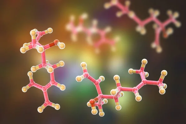 Molekuła Linaloolu Ilustracja Naturalnie Występujący Związek Organiczny Występujący Olejkach Eterycznych — Zdjęcie stockowe