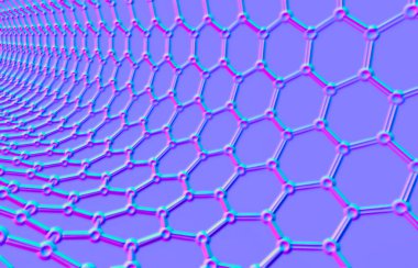 Karbon nanotüp, karbon nanotüp, karbon tüpü olarak da bilinen nanotüpün altıgen karbon yapısını gösteren 3D çizim.