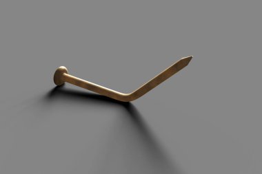 Tetanos farkındalığı. Paslı eski metal çivi yerde, üç boyutlu çizim. Eski çiviler ve diğer kirli nesneler enfekte olmuş yaralarla bulaşan tetanoz bakterilerinin potansiyel kaynağıdır.