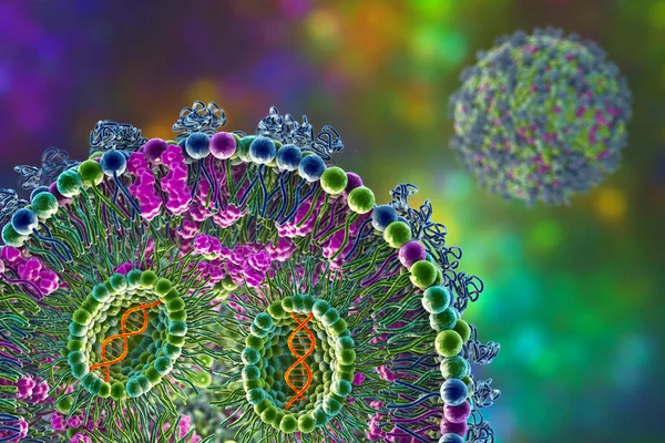 Vaccino Lipidico Nanoparticella Mrna Usato Contro Covid Influenza Illustrazione Che — Foto Stock