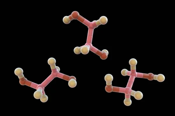 Μόρια Αιθυλενογλυκόλης Τρισδιάστατη Απεικόνιση Οργανική Ένωση Που Χρησιμοποιείται Στην Κατασκευή — Φωτογραφία Αρχείου