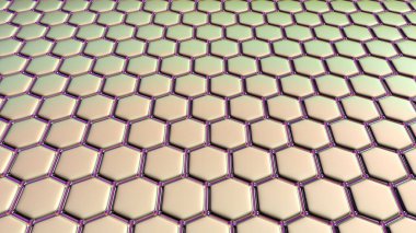 Graphene sheet, 3D illustration. Graphene is an allotrope of carbon that consists of a single layer of atoms arranged in a single-layer honeycomb lattice nanostructure