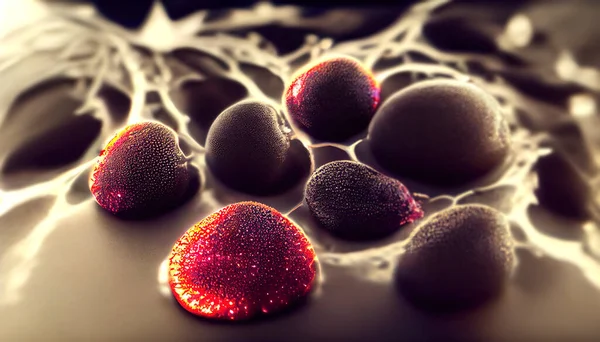 Human cells close-up view, illustration in 3D style. Scientific background