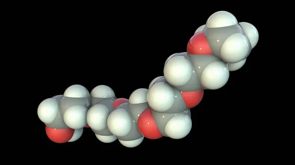 聚乙二醇 Peg 六乙二醇分子 3D插图 一种在医学上应用广泛的聚醚化合物 包括生产抗Covid 19的脂质纳米疫苗 — 图库照片