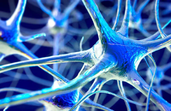 Neurons, highly detailed brain cells, neural network, illustration in 3D style