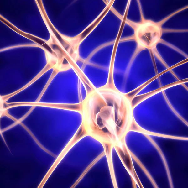 Neurons, highly detailed brain cells, neural network, illustration in 3D style