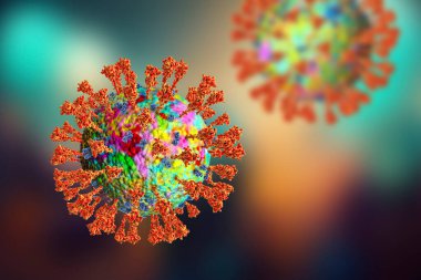 The return of the coronavirus, 3D illustration. A new jump in the incidence of Covid strains. New Covid strains, Omicron
