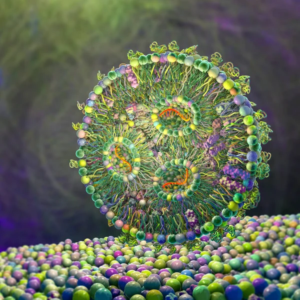 Lipid Nanorészecskék Mrns Vakcina Covid Influenza Elleni Vakcina Egy Típusa — Stock Fotó
