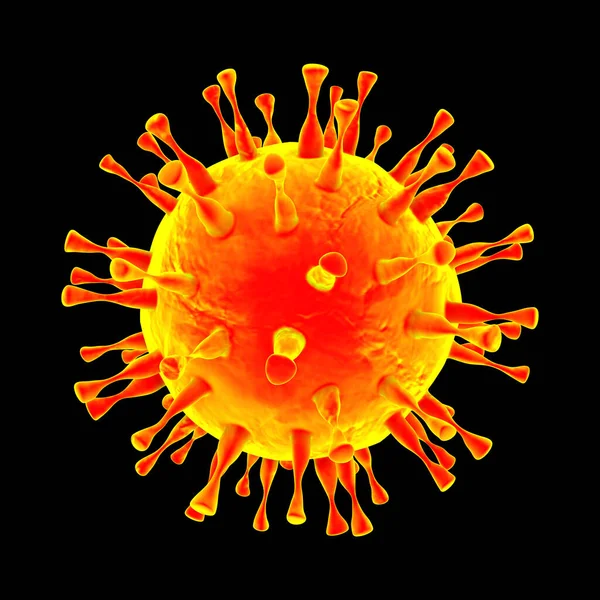 Sebuah Virus Dengan Paku Terisolasi Pada Latar Belakang Hitam Ilustrasi — Stok Foto