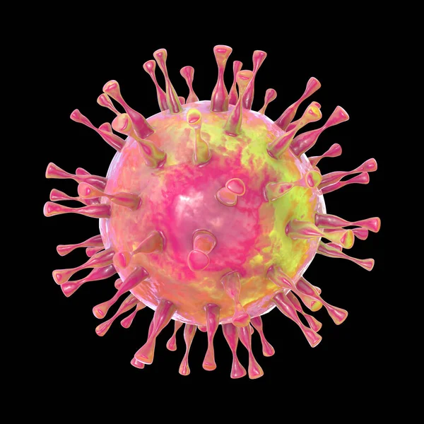 Virus Con Espigas Aisladas Sobre Fondo Negro Ilustración — Foto de Stock