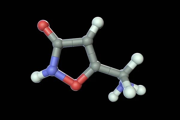 Muscimol分子 3D插图 香菇的主要精神活性成分具有致幻 催眠和镇静剂活性 — 图库照片