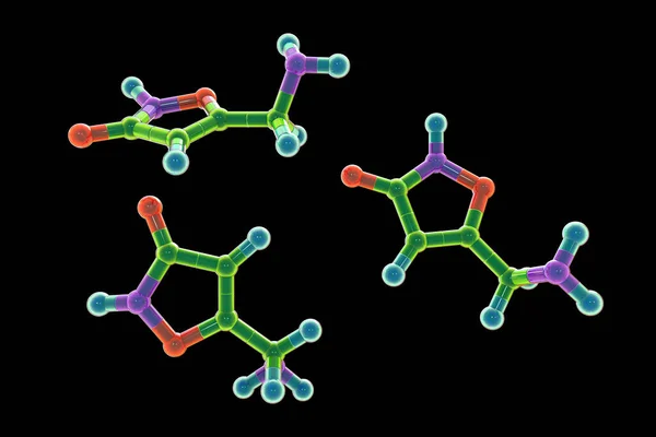 Muscimol Molekül Illustration Der Wichtigste Psychoaktive Bestandteil Des Pilzes Amanita — Stockfoto