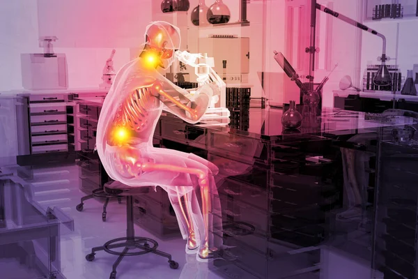 Work Related Musculoskeletal Disorders Laboratory Workers Conceptual Illustration Showing Lab — Stock Photo, Image